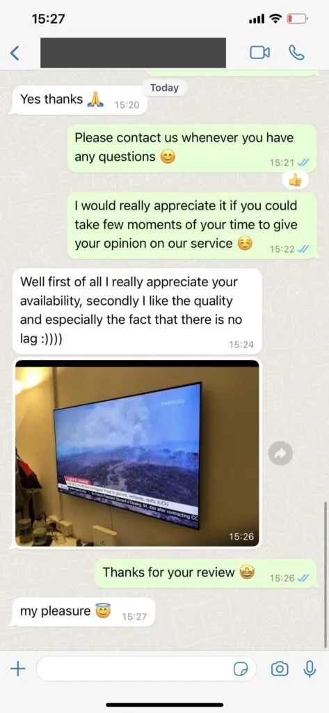 Capture écran conversation WhatsApp support Kilarix IPTV 2